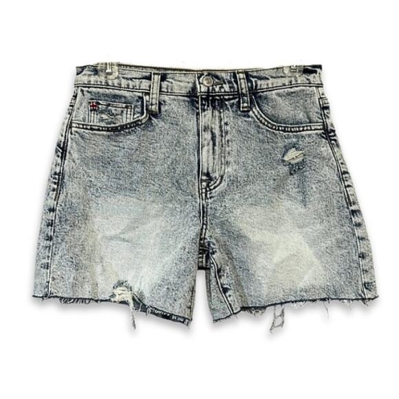 Hudson Kass Jean Shorts High Rise Fit Distressed Light Wash Blue Women's 25 NWT - Picture 2 of 12